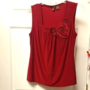 Like New Elegant Sere Nade Top~Blouse~Tank~Flower~Burgandy~Large